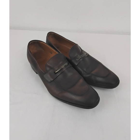 Hugo Boss Dress Shoes Men\'s 9 Brown Leather Slip On Penny Loafer #W4754 main image 8